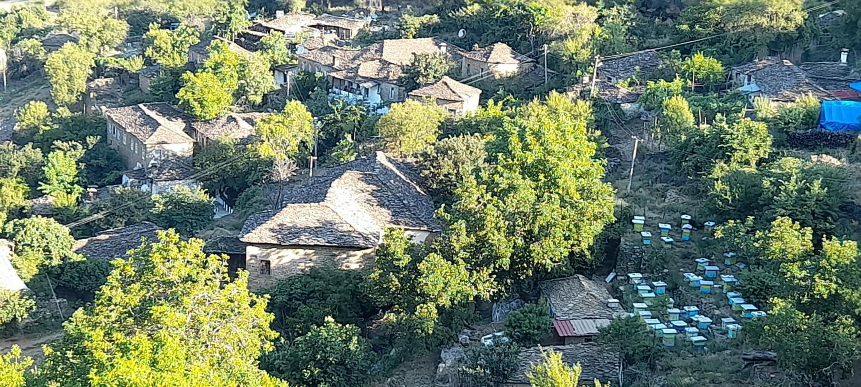 Stone roofs of the village from above