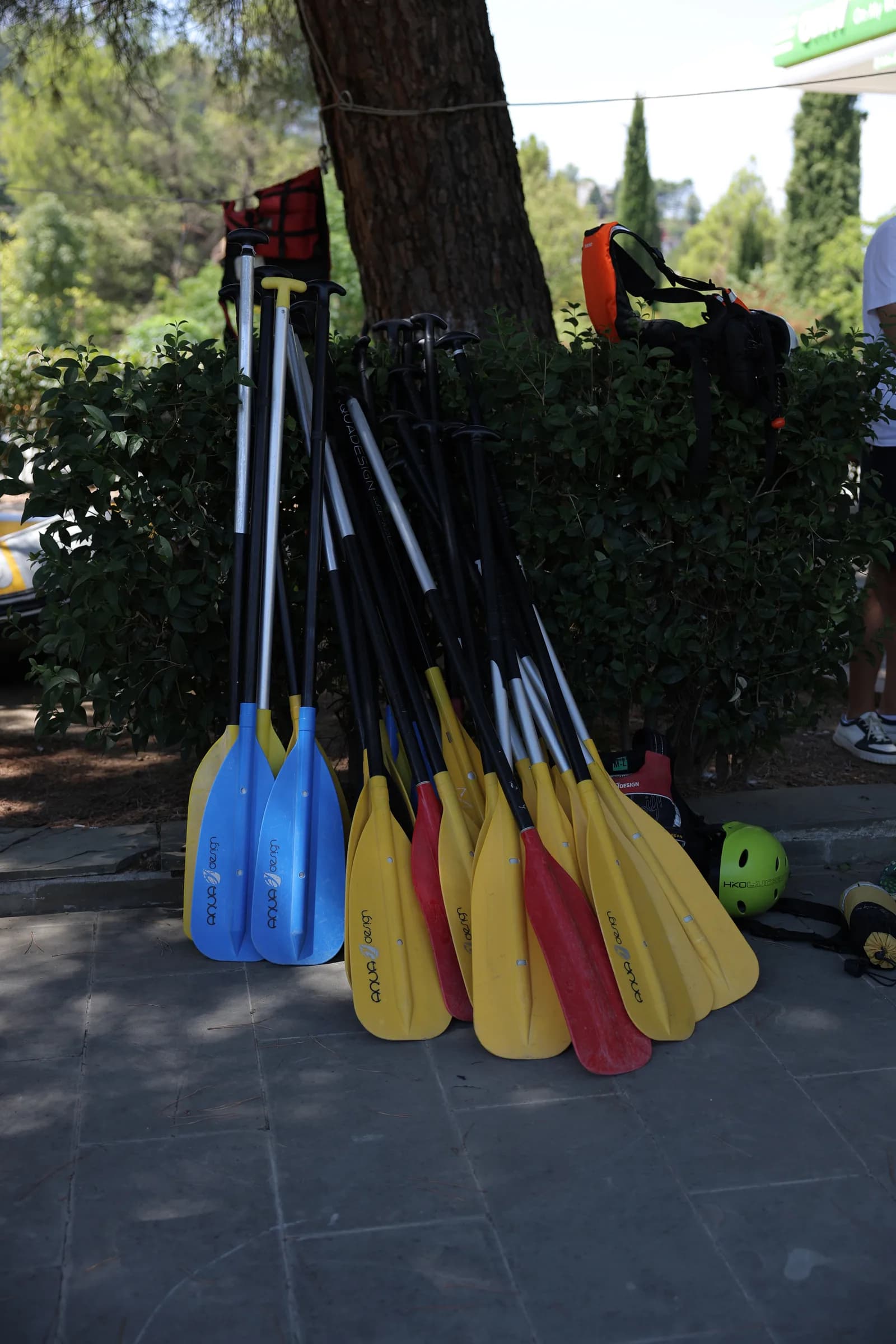 Paddles on the rack at base camp